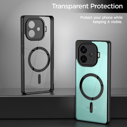 Pikkme iQOO Neo 10R 5G Eagle 2 Mag-Safe Shockproof Hard Transparent Back Cover (Black)