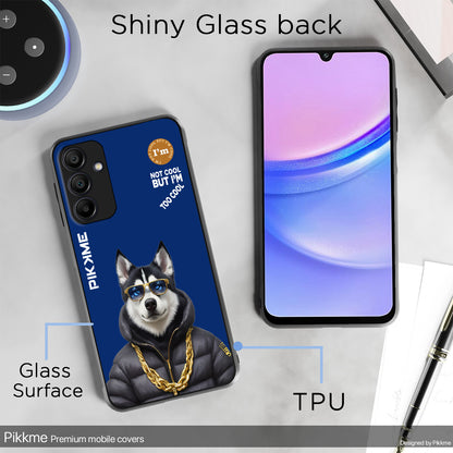 Pikkme Back Cover Pc Tpu + Printed Cool Funky Stylish Blue Dog Swag Raised Edges Camera Protection |Bumper Case For Samsung Galaxy A15 (Design 08)