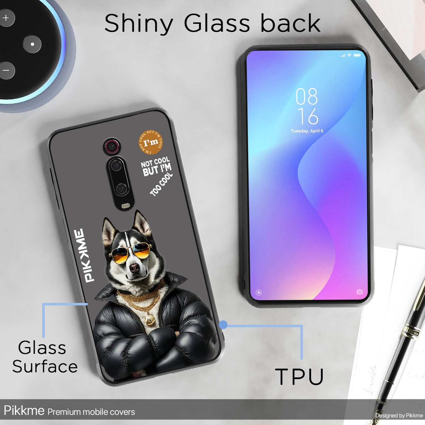 Pikkme Back Cover Pc Tpu + Printed Cool Funky Stylish Grey Dog Swag Raised Edges Camera Protection |Bumper Case For Redmi K20 Pro (Design 02)