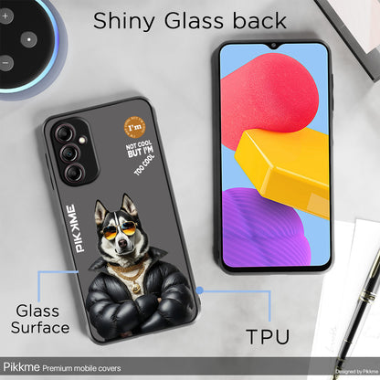 Pikkme Back Cover Pc Tpu + Printed Cool Funky Stylish Grey Dog Swag Raised Edges Camera Protection |Bumper Case For Samsung Galaxy A14 (Design 02)