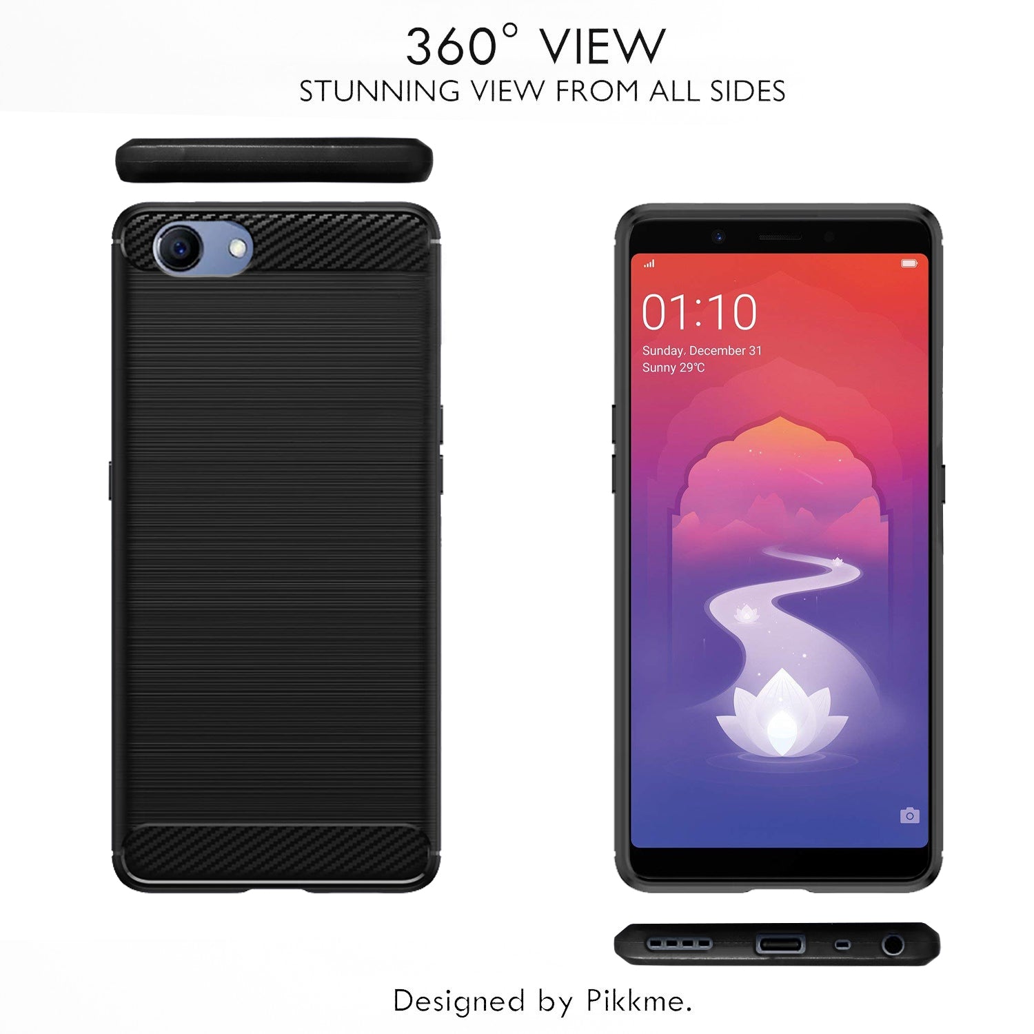 Pikkme Realme 1  Hybrid Carbon Fiber Back Cover (Black)
