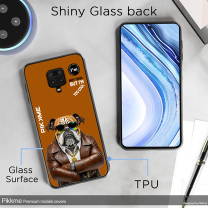 Pikkme Back Cover Pc Tpu + Printed Cool Funky Stylish Brown Dog Swag Raised Edges Camera Protection |Bumper Case For Redmi Note 9 Pro (Design 10)