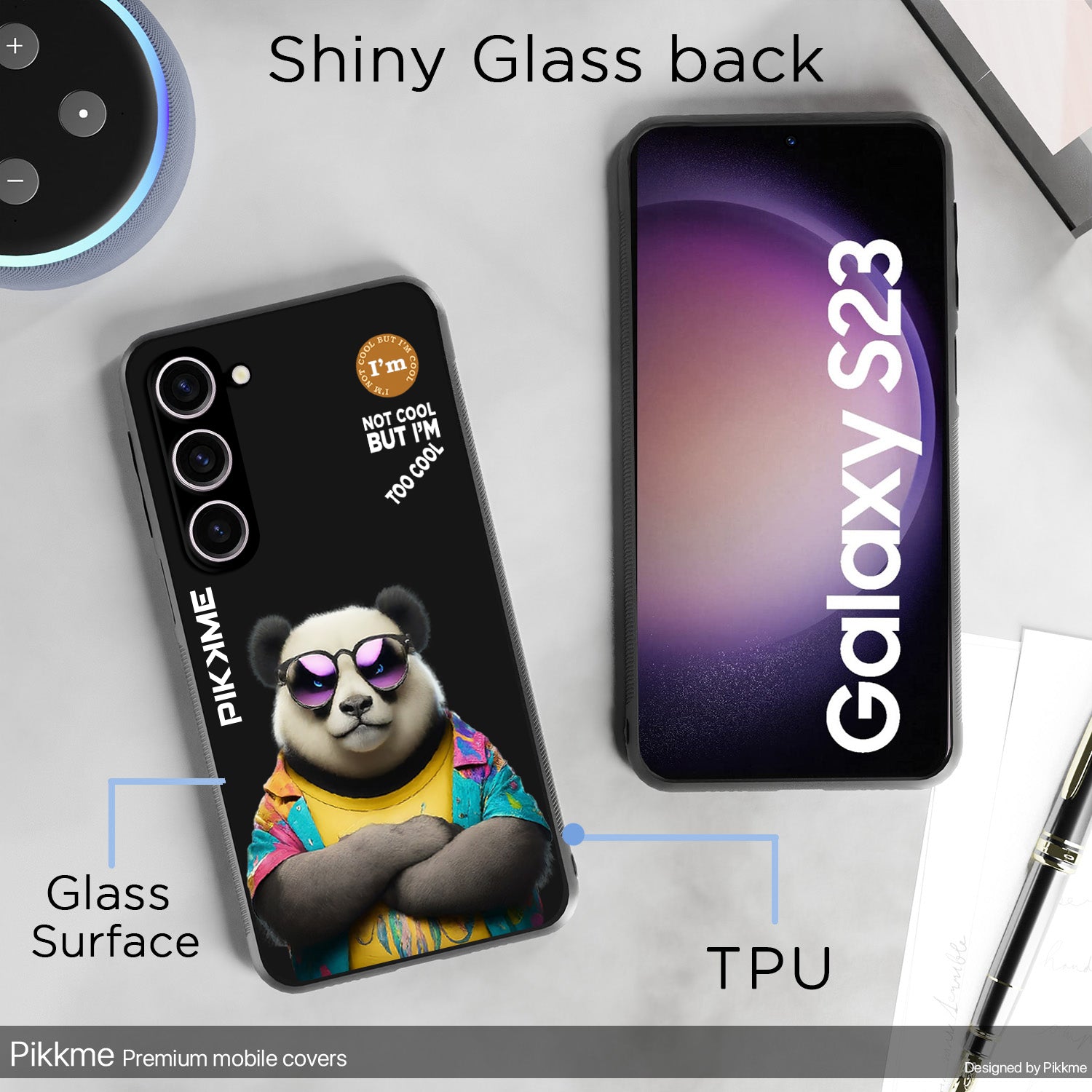 Pikkme Black Panda Swag  Samsung Galaxy S23 5G NIm2 Back Cover (Design 05)