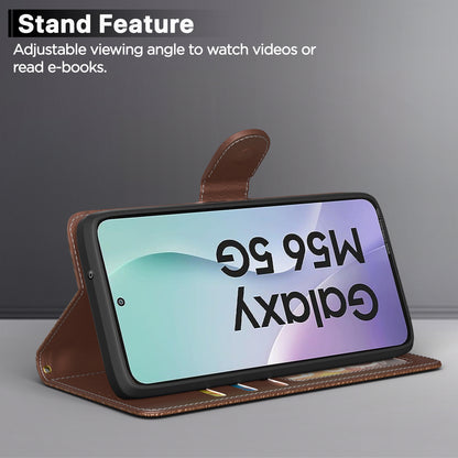 Pikkme Samsung Galaxy M56 5G Double Contrast Flip Cover (Tan)