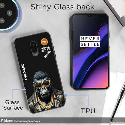 Pikkme Back Cover Pc Tpu + Printed Cool Funky Stylish Black Gorilla Swag Raised Edges Camera Protection |Bumper Case For OnePlus 6T (Design 07)