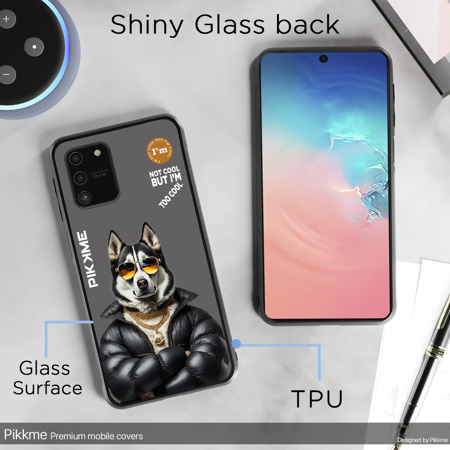 Pikkme Back Cover Pc Tpu + Printed Cool Funky Stylish Grey Dog Swag Raised Edges Camera Protection |Bumper Case For Samsung Galaxy S10 Lite (Design 02)