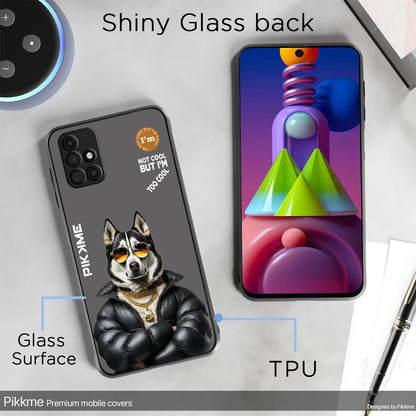 Pikkme Back Cover Pc Tpu + Printed Cool Funky Stylish Grey Dog Swag Raised Edges Camera Protection |Bumper Case For Samsung Galaxy M31s (Design 02)