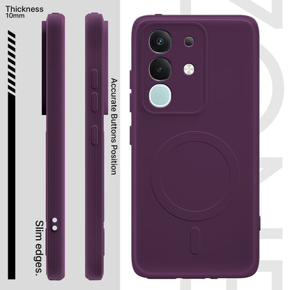 Pikkme Vivo T4x 5G / iQOO Z10x 5G / Vivo Y31 Pro 5G Matte Silicone Mag-Safe Style logo (not mag-safe compatible) Back Cover (Purple)