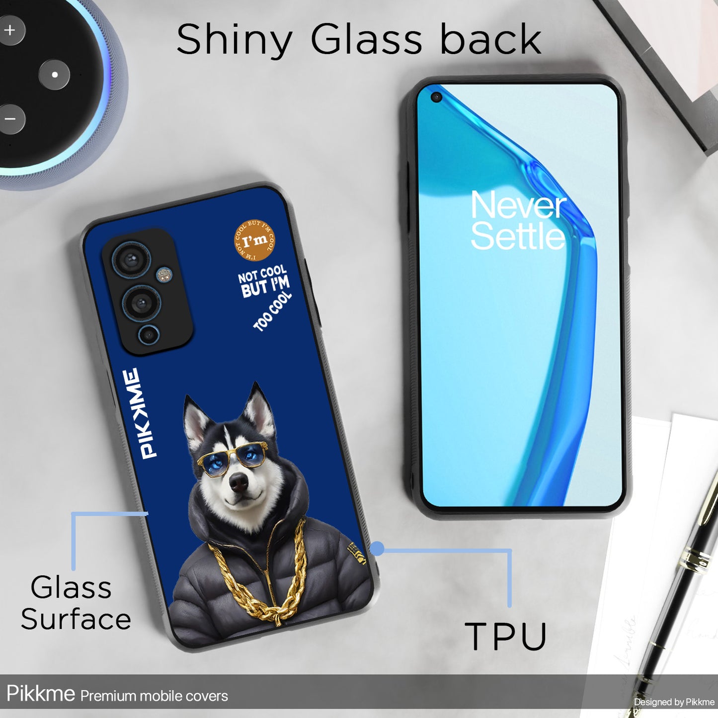 Pikkme Back Cover Pc Tpu + Printed Cool Funky Stylish Blue Dog Swag Raised Edges Camera Protection |Bumper Case For OnePlus 9 (Design 08)