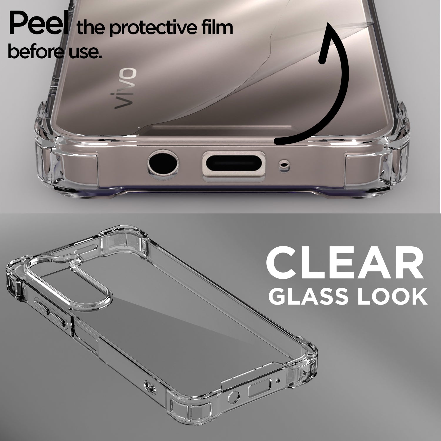 Pikkme Vivo T4 lite 5G / IQOO Z10 lite 5G / Vivo Y04 4G / Vivo Y19 5G PC + TPU Crystal Clear Transparent Back Cover (Transparent)