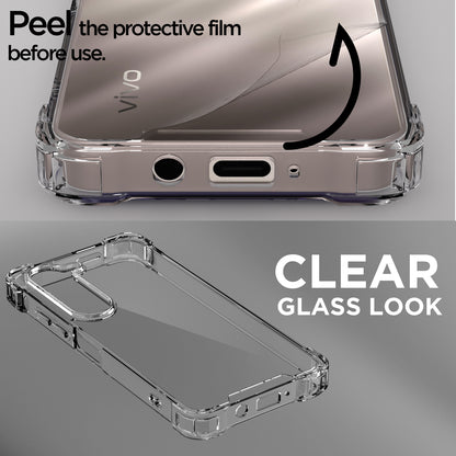Pikkme Vivo T4 lite 5G / IQOO Z10 lite 5G / Vivo Y04 4G / Vivo Y19 5G PC + TPU Crystal Clear Transparent Back Cover (Transparent)