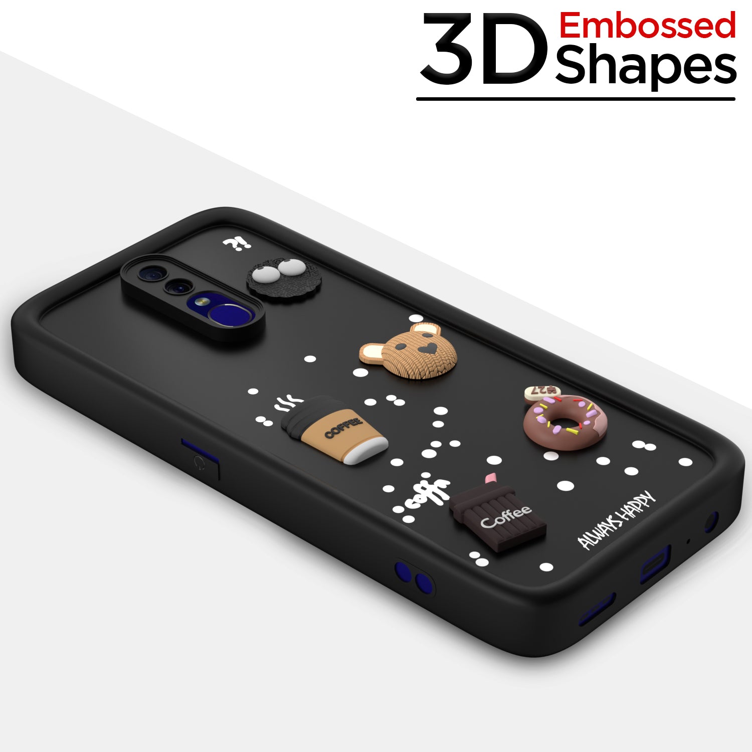 Pikkme Oppo F11 Cute Fun Cartoon 3D Bear Coffee Back Cover (Black)