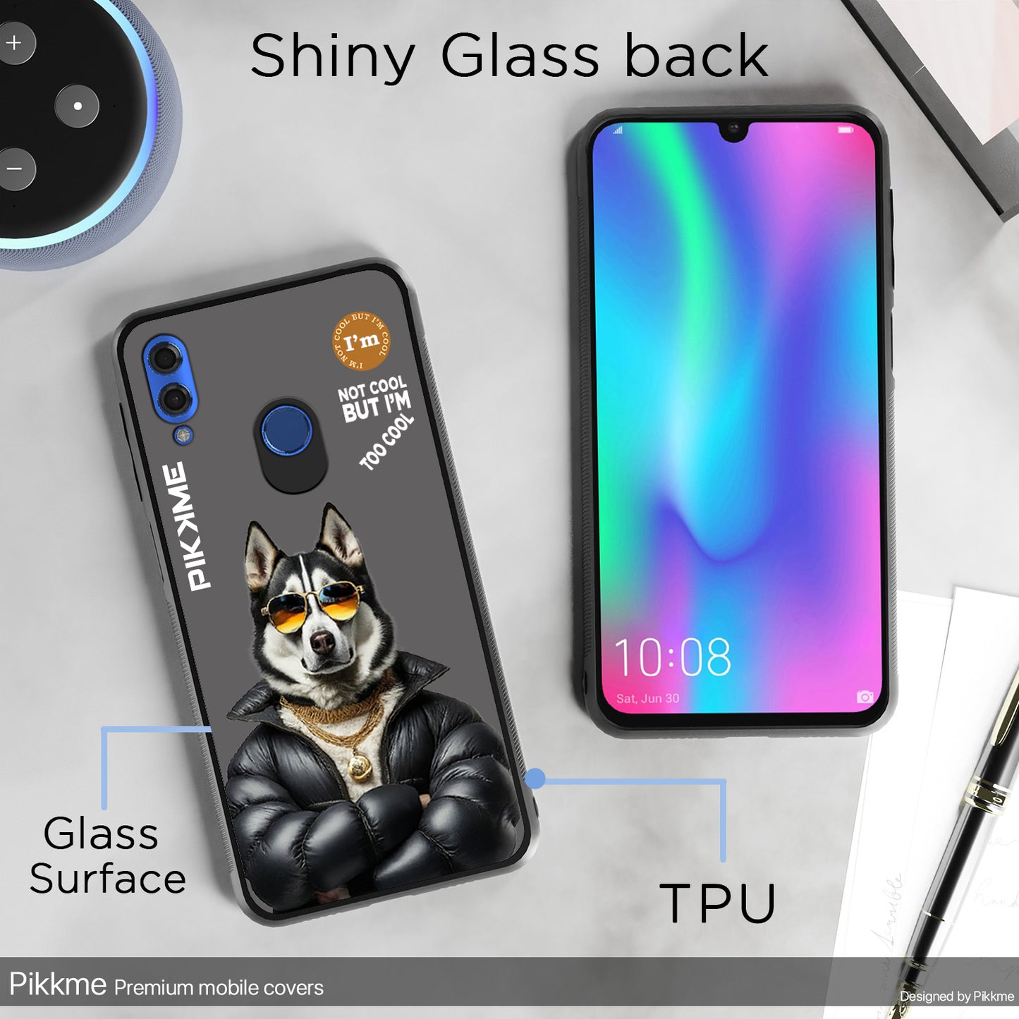 Pikkme Back Cover Pc Tpu + Printed Cool Funky Stylish Grey Dog Swag Raised Edges Camera Protection |Bumper Case For Honor 10 Lite (Design 02)