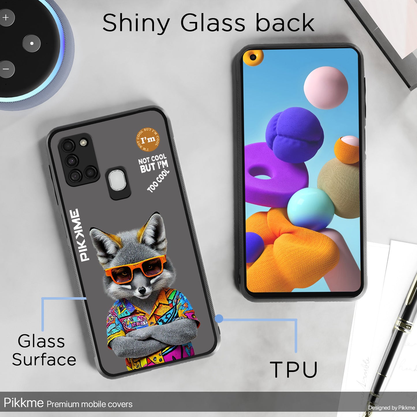 Pikkme Back Cover Pc Tpu + Printed Cool Funky Stylish Grey Wolf Swag Raised Edges Camera Protection |Bumper Case For Samsung Galaxy A21S (Design 01)