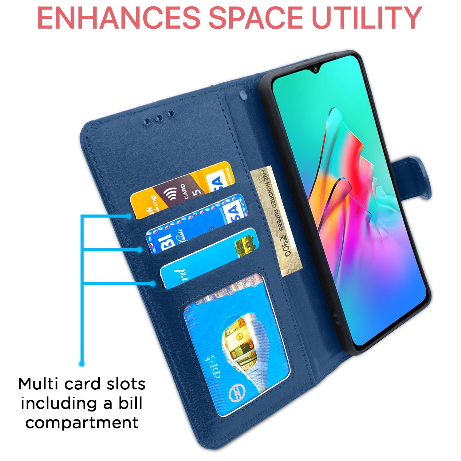 Pikkme Infinix Smart 5 Vintage Flip Cover (Blue)