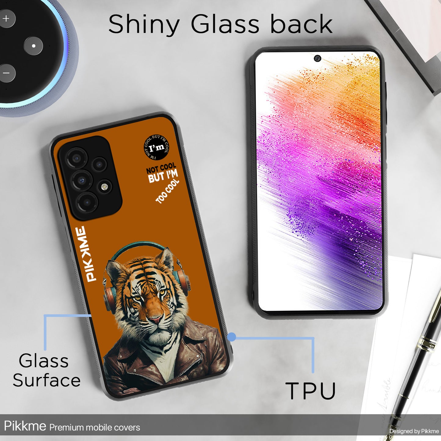 Pikkme Back Cover Pc Tpu + Printed Cool Funky Stylish Brown Tiger Swag Raised Edges Camera Protection |Bumper Case For Samsung Galaxy A73 5G (Design 09)