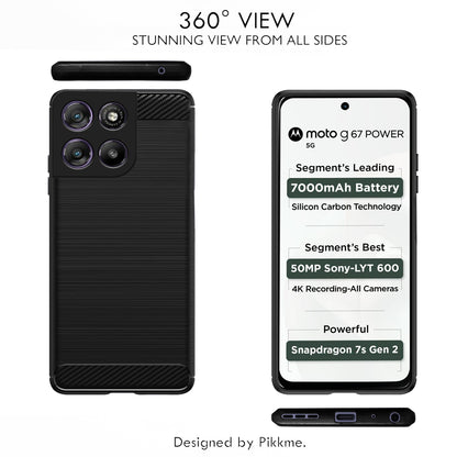 Pikkme Motorola Moto G67 Power 5G / G57 Power 5G Hybrid Carbon Fiber Back Cover (Black)