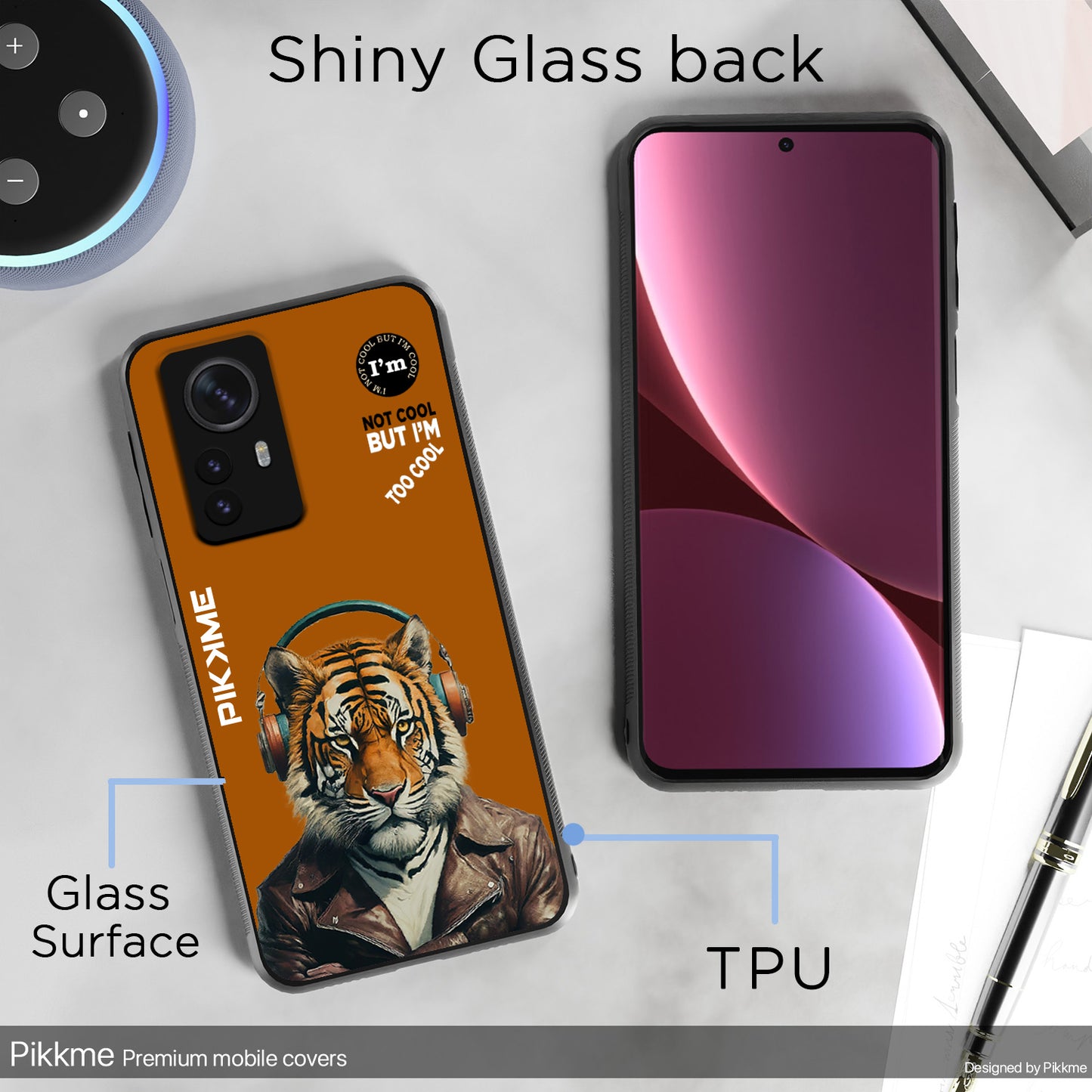 Pikkme Back Cover Pc Tpu + Printed Cool Funky Stylish Brown Tiger Swag Raised Edges Camera Protection |Bumper Case For Xiaomi 12 Pro (Design 09)