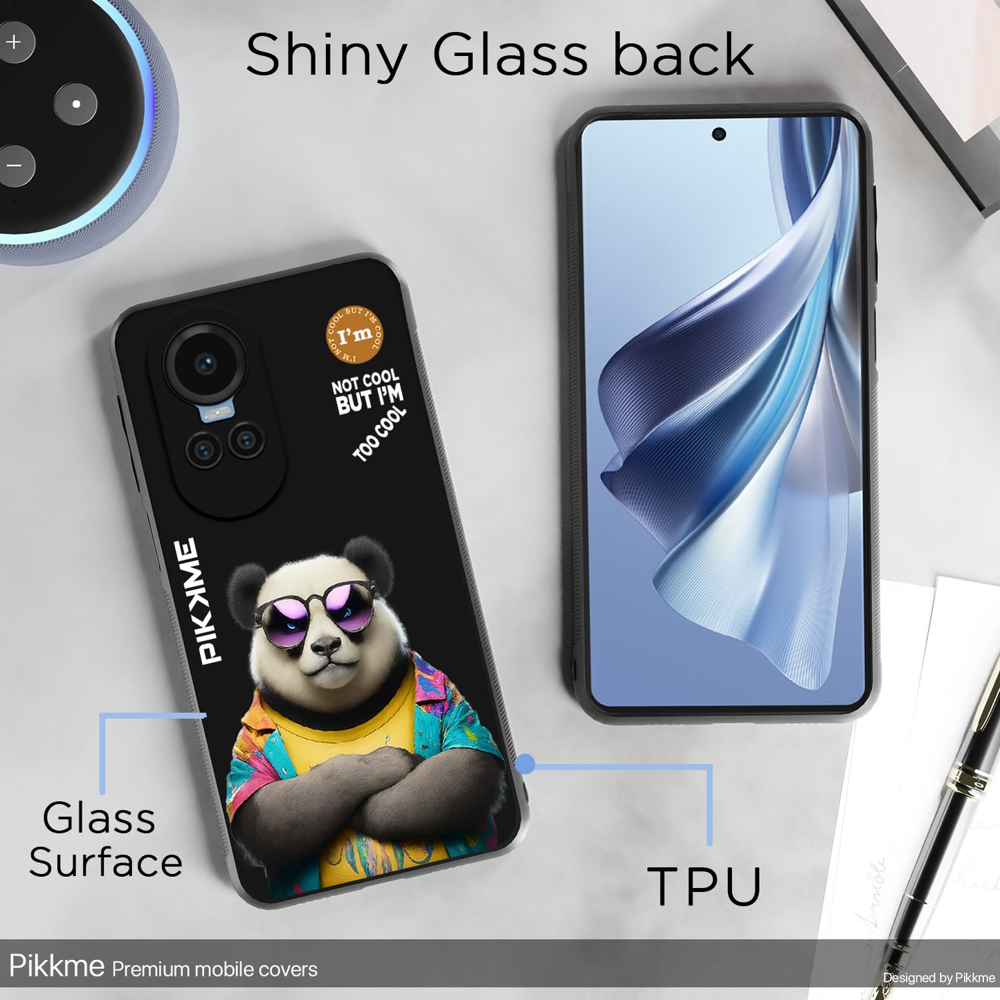 Pikkme Back Cover Pc Tpu + Printed Cool Funky Stylish Black Panda Swag Raised Edges Camera Protection |Bumper Case For Oppo Reno 11 Pro 5G (Design 05)