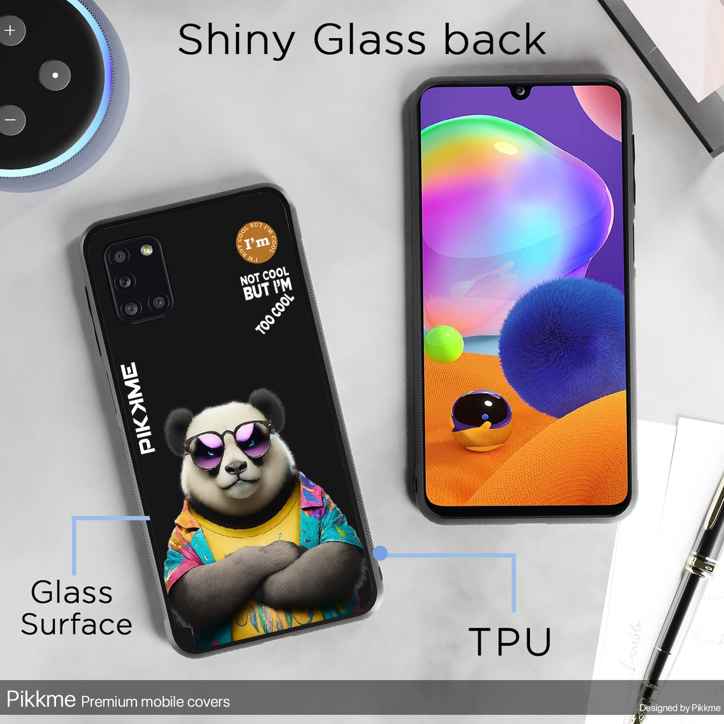 Pikkme Back Cover Pc Tpu + Printed Cool Funky Stylish Black Panda Swag Raised Edges Camera Protection |Bumper Case For Samsung Galaxy A31 (Design 05)