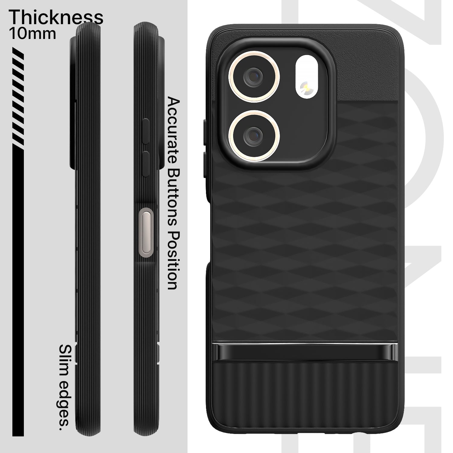 Pikkme Oppo A5x Shockproof Soft Flexible Gencase Back Cover (Black)