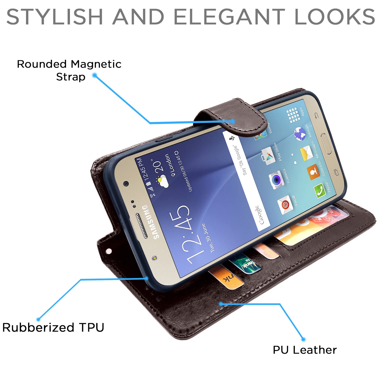 Pikkme Samsung Galaxy J7 2015 / J7 / J7 Nxt Vintage Flip Cover (Coffee)