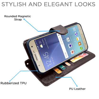 Pikkme Samsung Galaxy J7 2015 / J7 / J7 Nxt Vintage Flip Cover (Coffee)