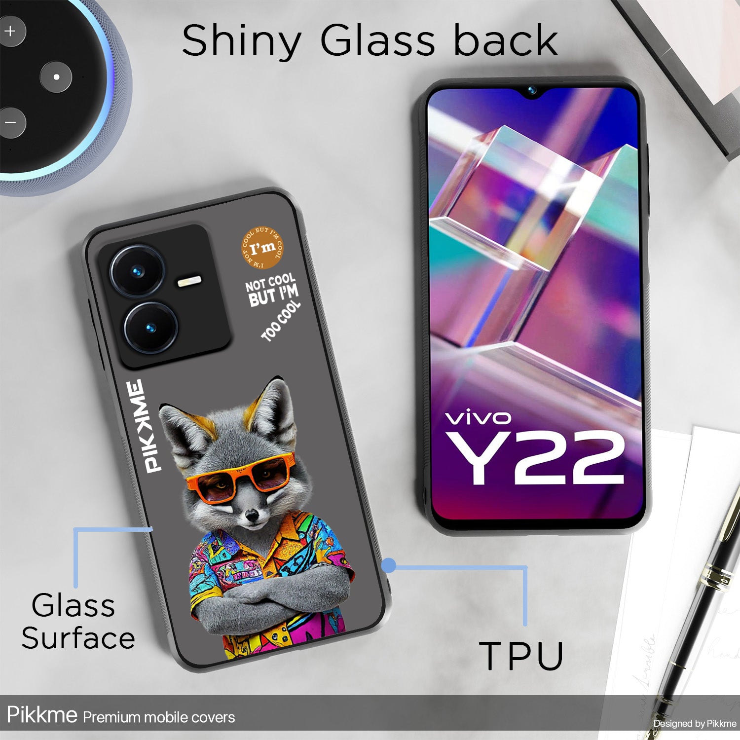 Pikkme Grey Wolf Swag  Vivo Y22 Nim2 Back Cover (Design 01)
