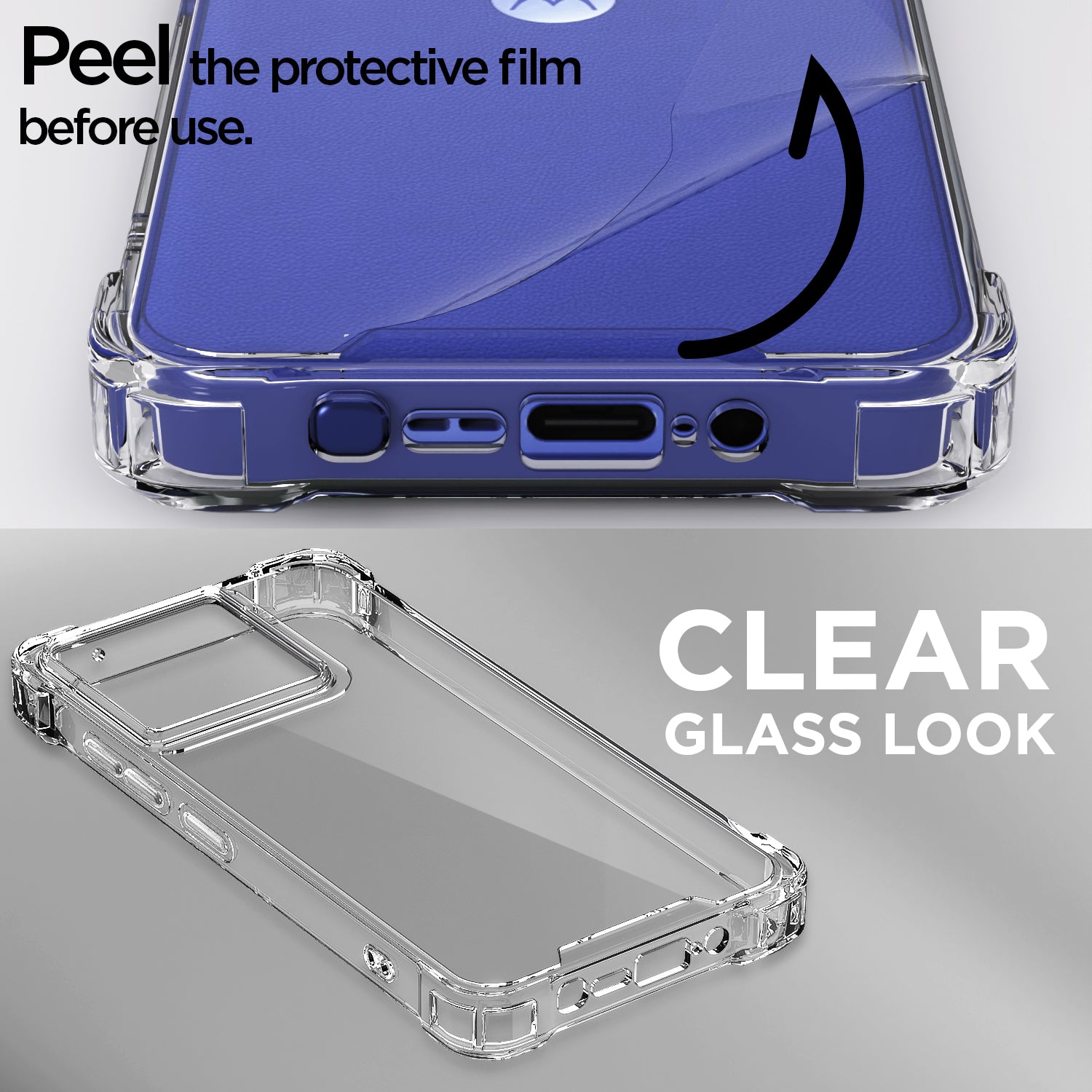 Pikkme Motorola Moto Edge 60 Stylus 5G PC + TPU Crystal Clear Back Cover (Transparent)