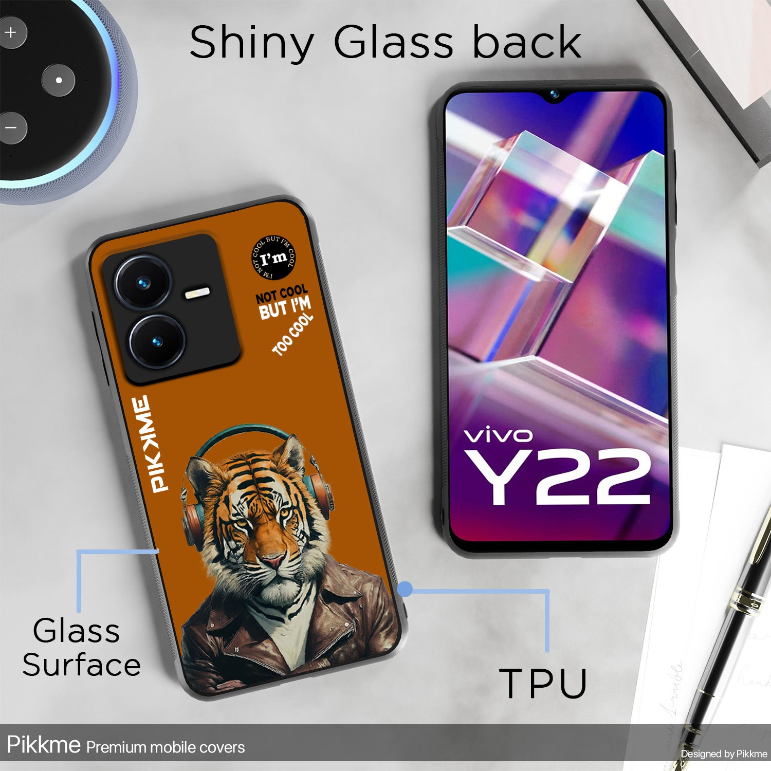 Pikkme Brown Tiger Swag Vivo Y22 Nim2 Back Cover (Design 09)