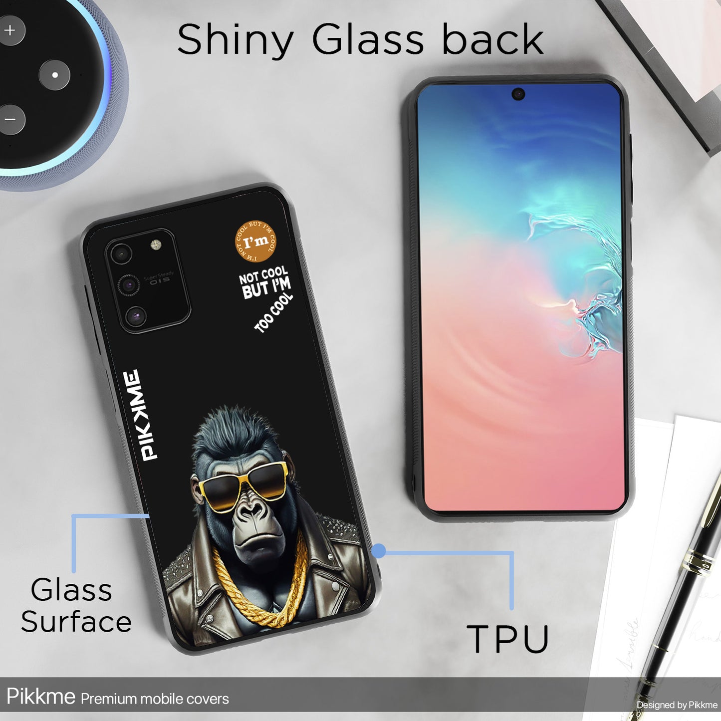 Pikkme Back Cover Pc Tpu + Printed Cool Funky Stylish Black Gorilla Swag Raised Edges Camera Protection |Bumper Case For Samsung Galaxy S10 Lite (Design 07)