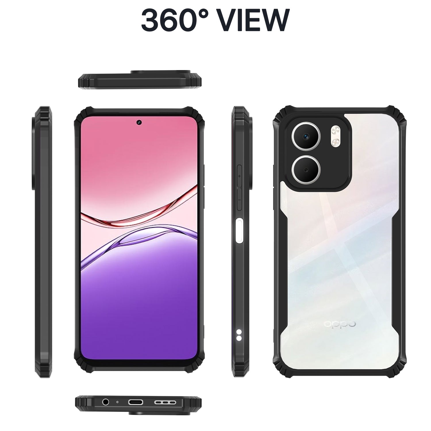 Pikkme Oppo A5x Eagle Crystal Clear Transparent Back Cover (Black)