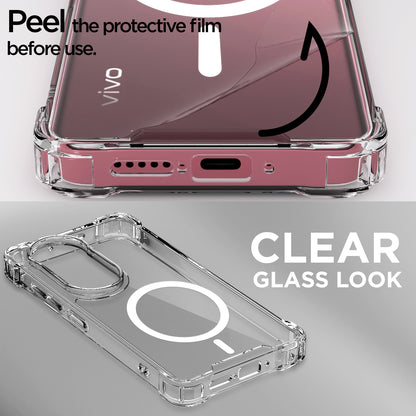 Pikkme Vivo V50 5G / V50e 5G Mag-Safe Shockproof PC + TPU Back Cover (Transparent)