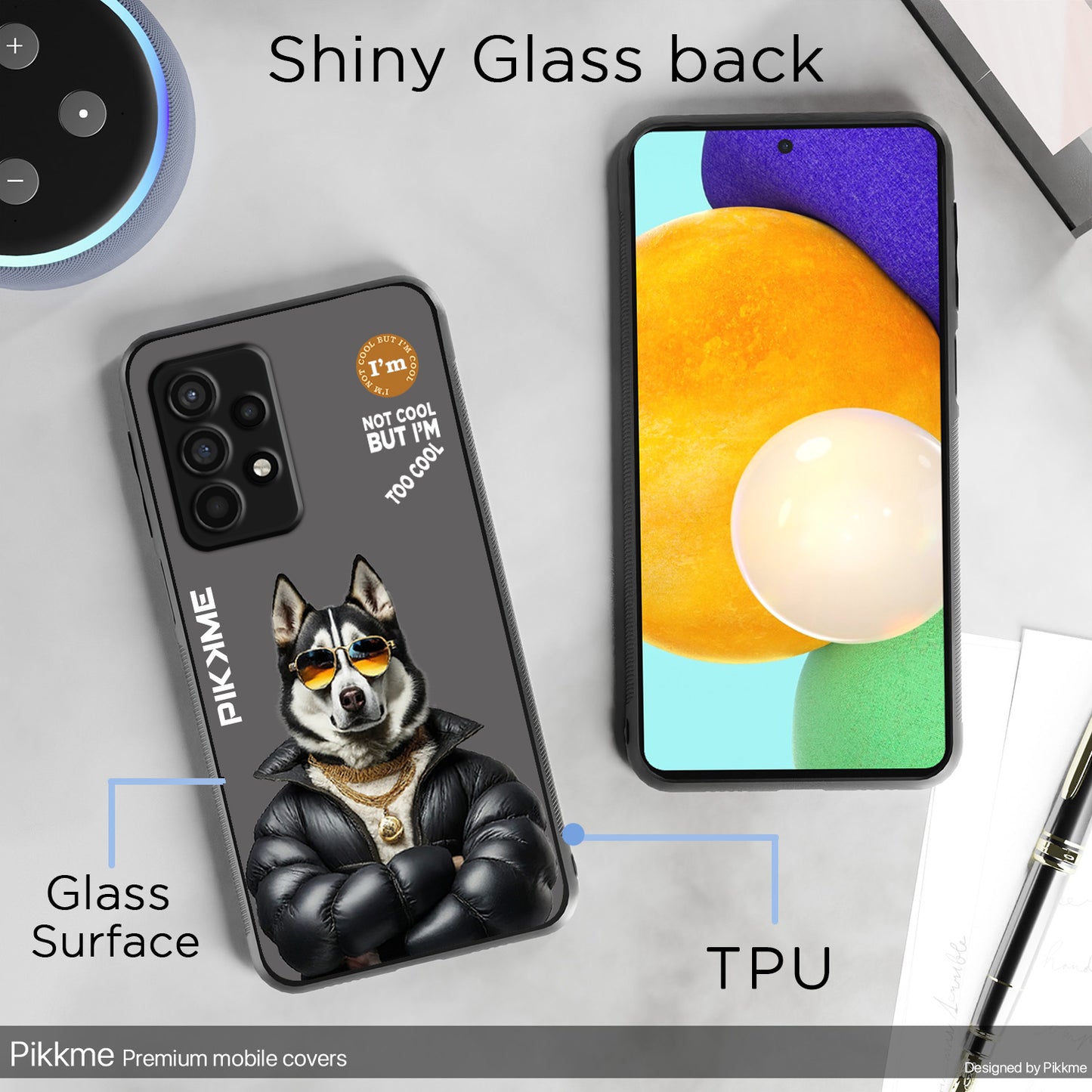 Pikkme Back Cover Pc Tpu + Printed Cool Funky Stylish Grey Dog Swag Raised Edges Camera Protection |Bumper Case For Samsung Galaxy A13 4G (Design 02)