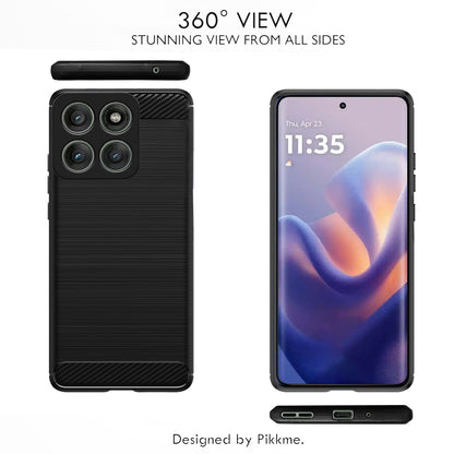 Pikkme Motorola Moto Edge 60 Pro 5G  Hybrid Carbon Fiber Back Cover (Black)