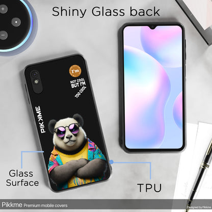 Pikkme Back Cover Pc Tpu + Printed Cool Funky Stylish Black Panda Swag Raised Edges Camera Protection |Bumper Case For Redmi 9A (Design 05)