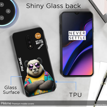 Pikkme Back Cover Pc Tpu + Printed Cool Funky Stylish Black Panda Swag Raised Edges Camera Protection |Bumper Case For OnePlus 7 (Design 05)