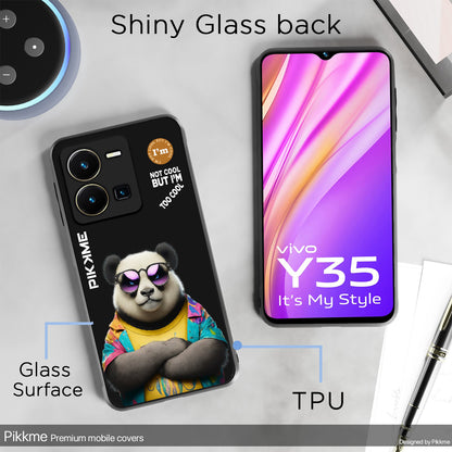 Pikkme Back Cover Pc Tpu + Printed Cool Funky Stylish Black Panda Swag Raised Edges Camera Protection |Bumper Case For Vivo Y35 (Design 05)