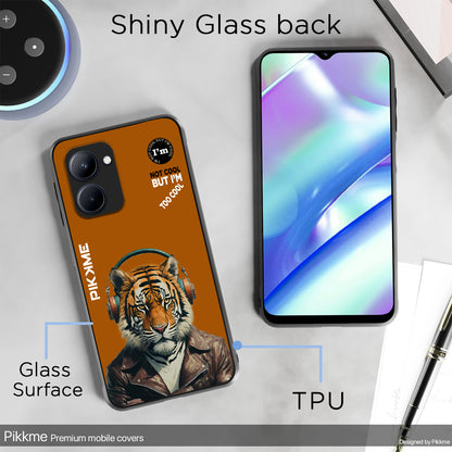 Pikkme Back Cover Pc Tpu + Printed Cool Funky Stylish Brown Tiger Swag Raised Edges Camera Protection |Bumper Case For Realme C33 (Design 09)