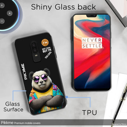 Pikkme Back Cover Pc Tpu + Printed Cool Funky Stylish Black Panda Swag Raised Edges Camera Protection |Bumper Case For OnePlus 6 (Design 05)