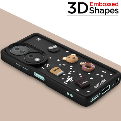Pikkme Honor X7B 5G Cute Fun Cartoon 3D Bear Coffee  Back Cover (Black)