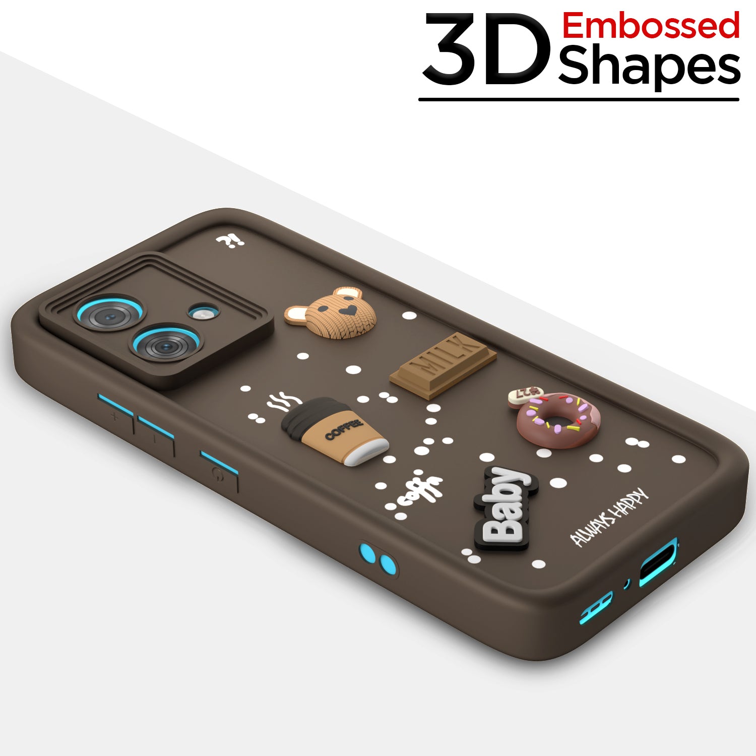 Pikkme Motorola Moto Edge 40 Neo 5G Cute Fun Cartoon 3D Bear Coffee Back Cover (Brown)