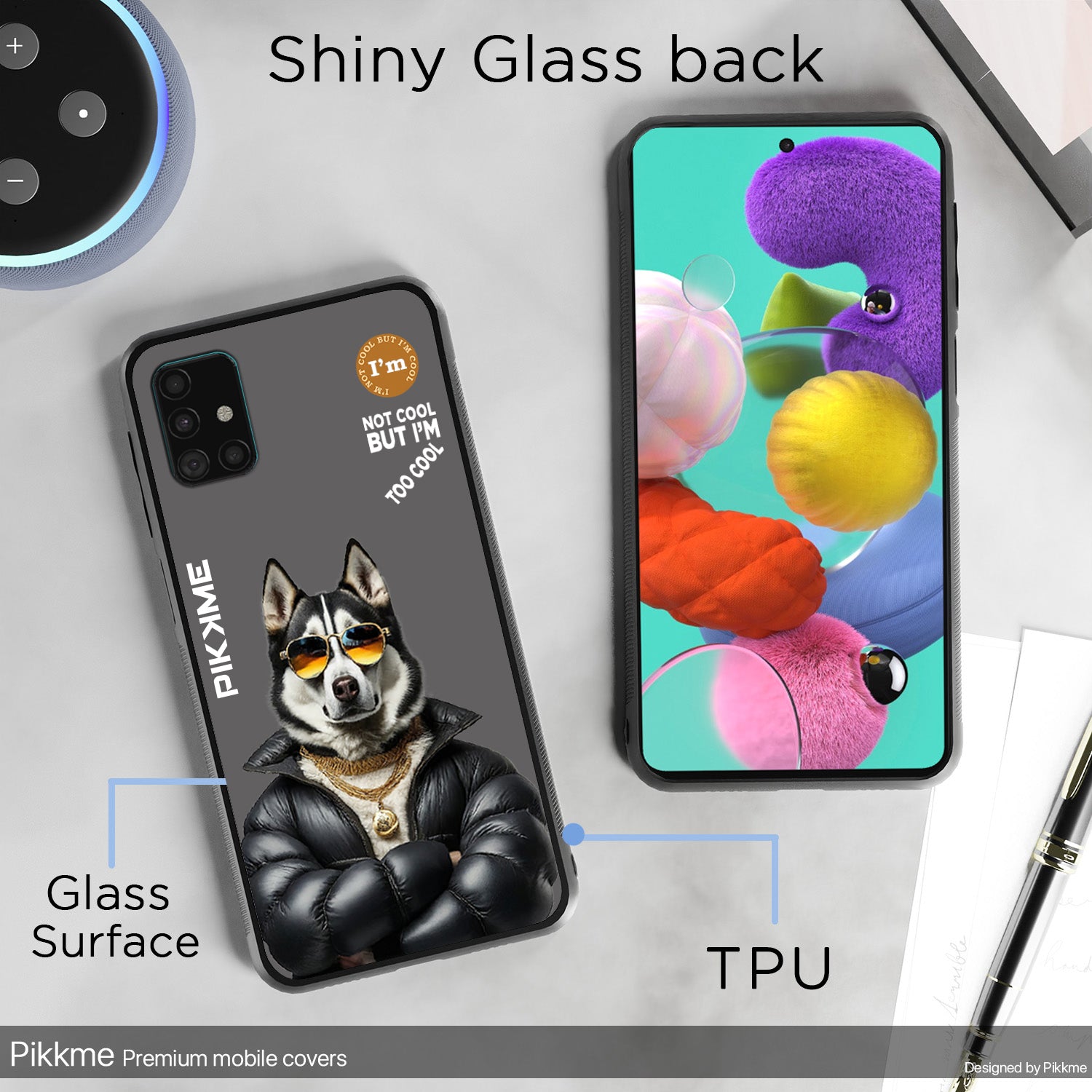 Pikkme Stylish Grey Dog Swag Samsung Galaxy A51 Back Cover (Design 02)