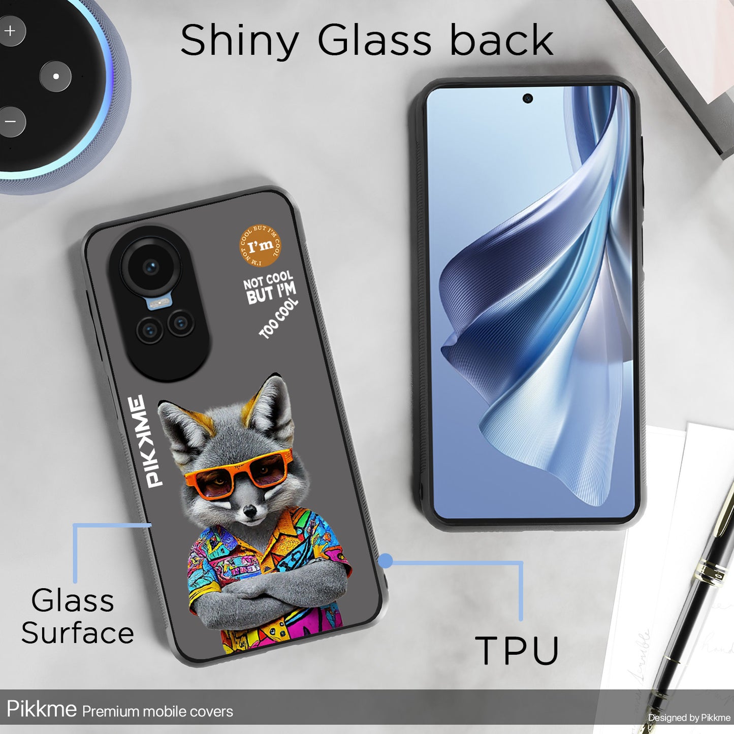 Pikkme Back Cover Pc Tpu + Printed Cool Funky Stylish Grey Wolf Swag Raised Edges Camera Protection |Bumper Case For Oppo Reno 10 5G (Design 01)