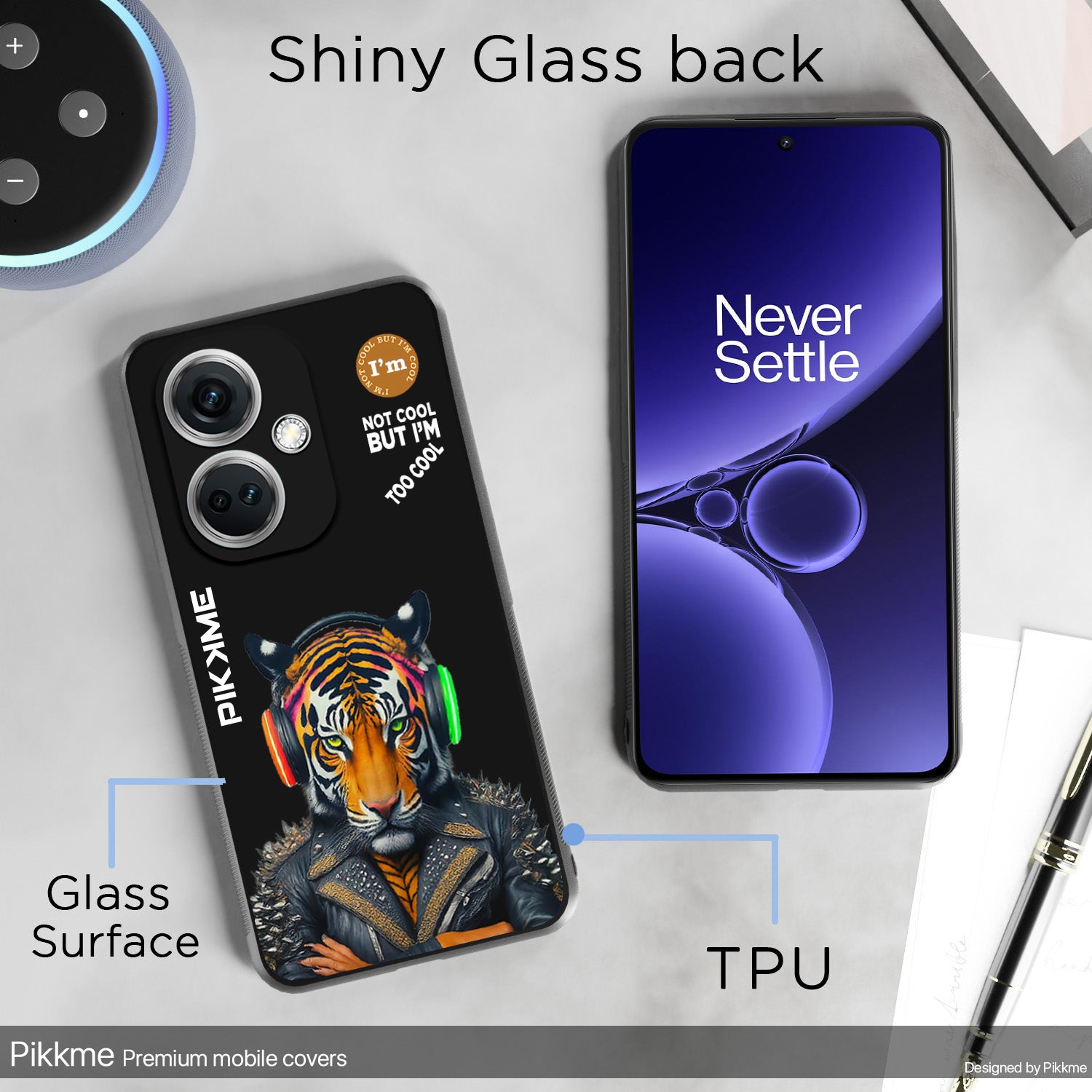 Pikkme Back Cover Pc Tpu + Printed Cool Funky Stylish Black Tiger Swag Raised Edges Camera Protection |Bumper Case For OnePlus Nord Ce 3 5G