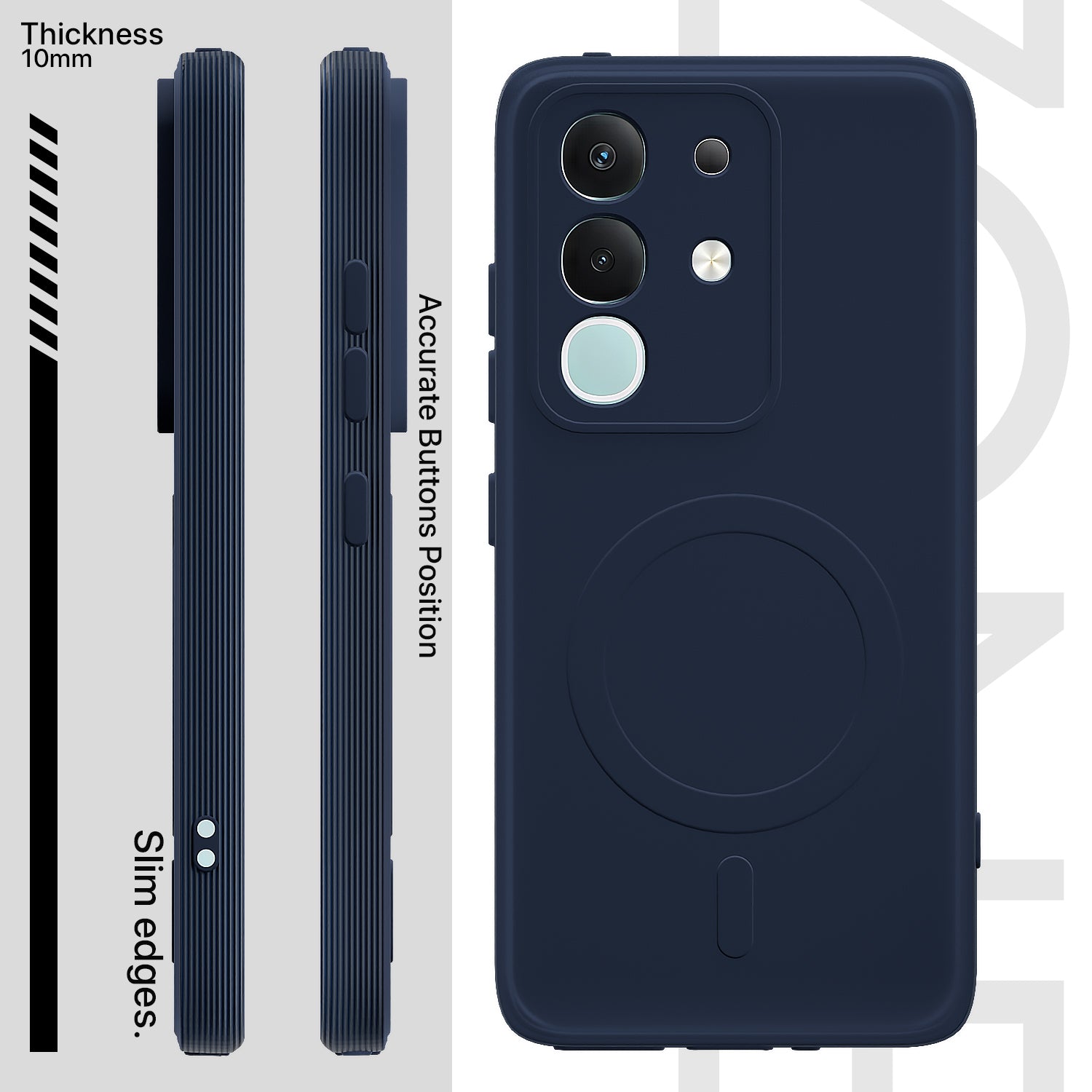 Pikkme Vivo T4x 5G / iQOO Z10x 5G / Vivo Y31 Pro 5G Matte Silicone Mag-Safe Style logo (not mag-safe compatible) Back Cover (Blue)