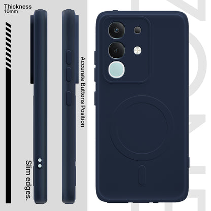 Pikkme Vivo T4x 5G / iQOO Z10x 5G / Vivo Y31 Pro 5G Matte Silicone Mag-Safe Style logo (not mag-safe compatible) Back Cover (Blue)