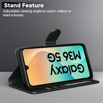 Pikkme Samsung Galaxy M36 5G Vintage Flip Cover (Green)