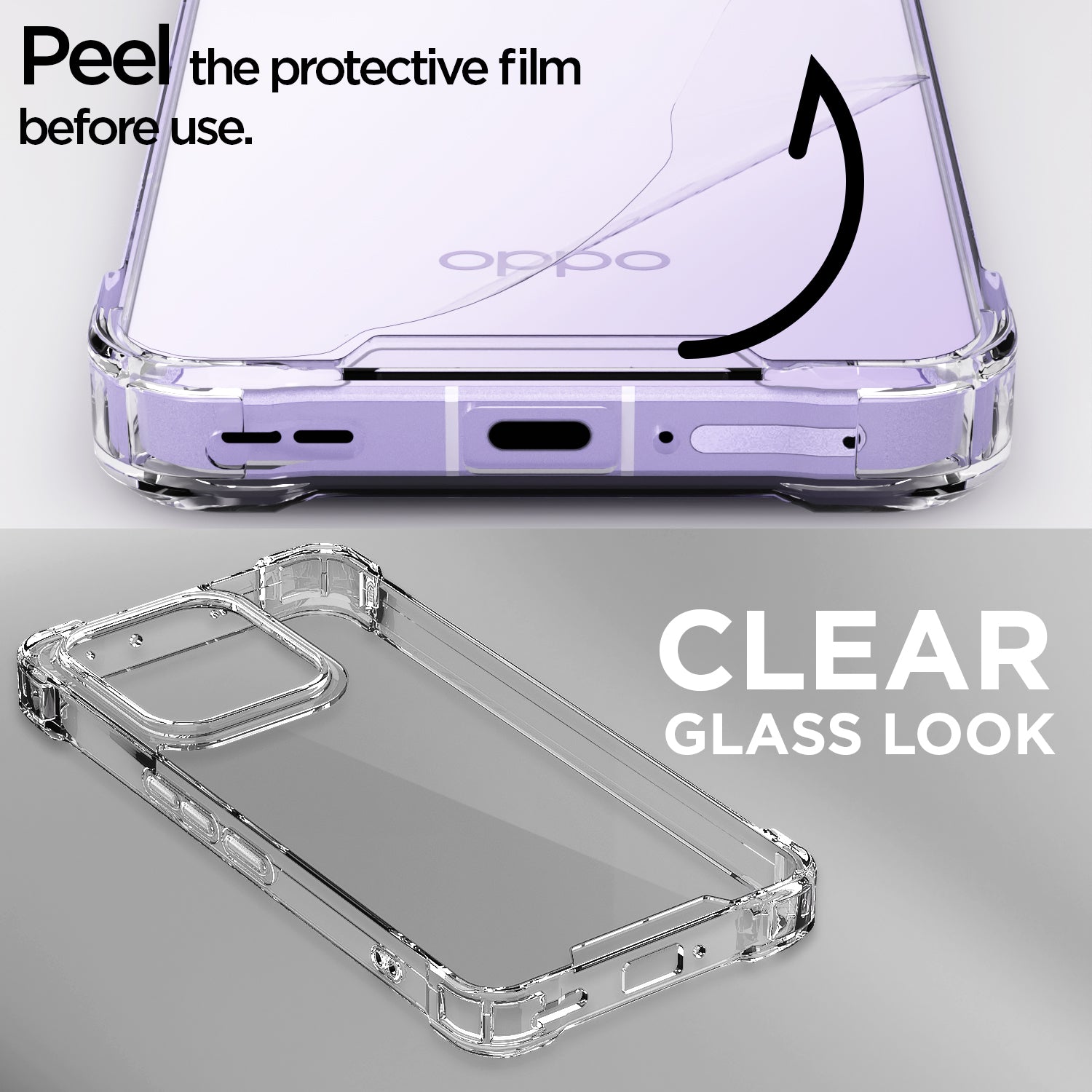 Pikkme Oppo Reno 14 5G  PC + TPU Crystal Clear Back Cover (Transparent)