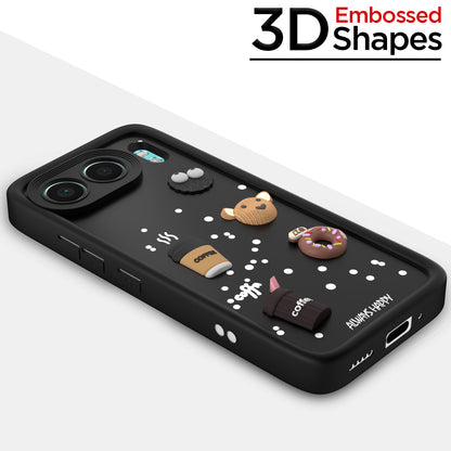 Pikkme OnePlus Nord 4 5G Cute Fun Cartoon 3D Bear Coffee Back Cover (Black)